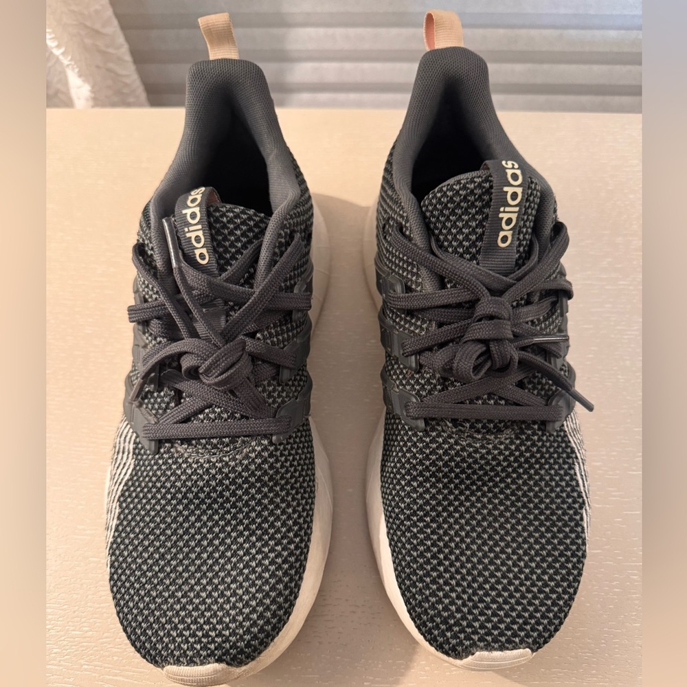 Adidas Charcoal and Cream Knit Sneakers